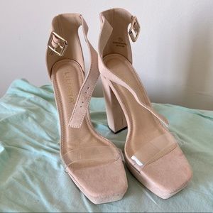 Beige platform heels